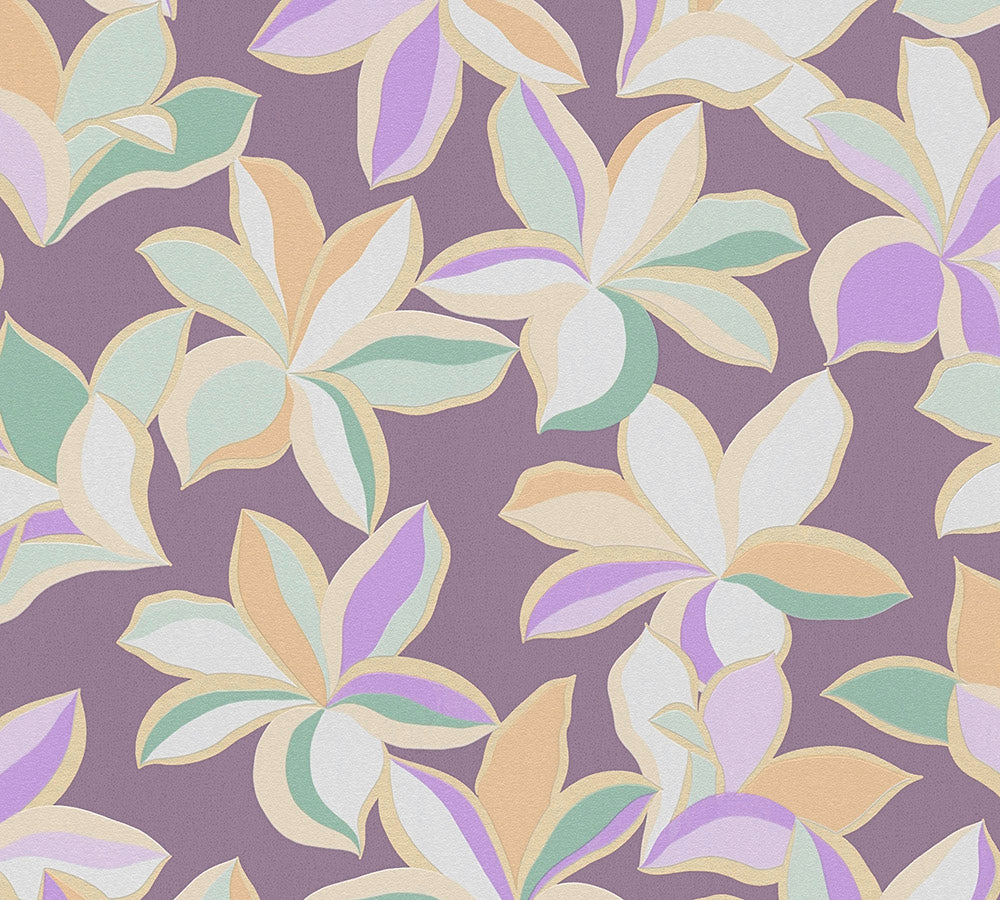 House of Turnowsky - Bold Floral botanical wallpaper AS Creation Roll Purple  389082