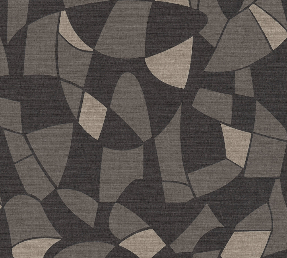 Antigua - Abstract Shapes geometric wallpaper AS Creation Roll Black  390934