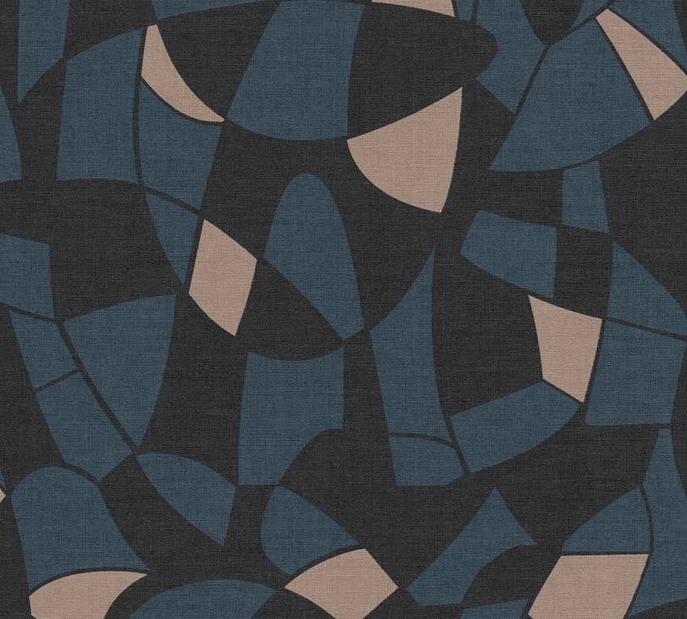 Antigua - Abstract Shapes geometric wallpaper AS Creation Roll Dark Blue  390935
