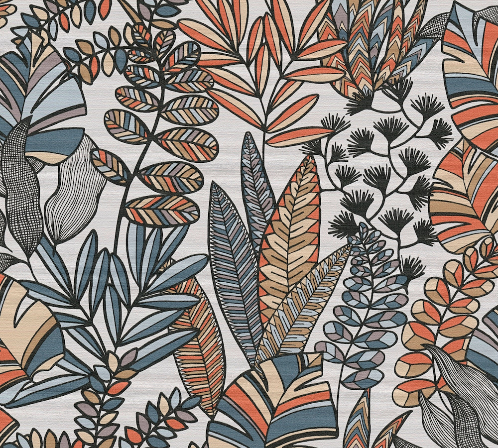 Antigua - Jungle Plants botanical wallpaper AS Creation Roll Orange  390952