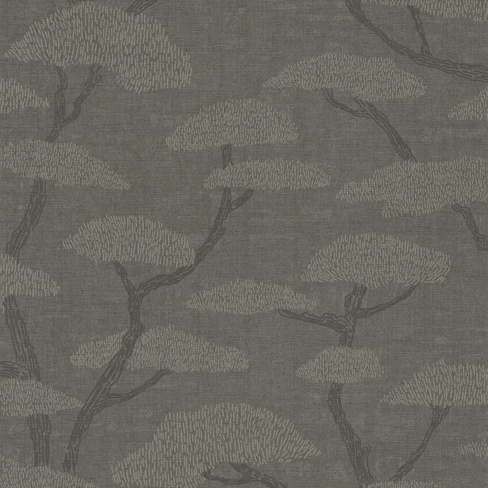 Nara - Tree Motif botanical wallpaper AS Creation Roll Dark Grey  387415