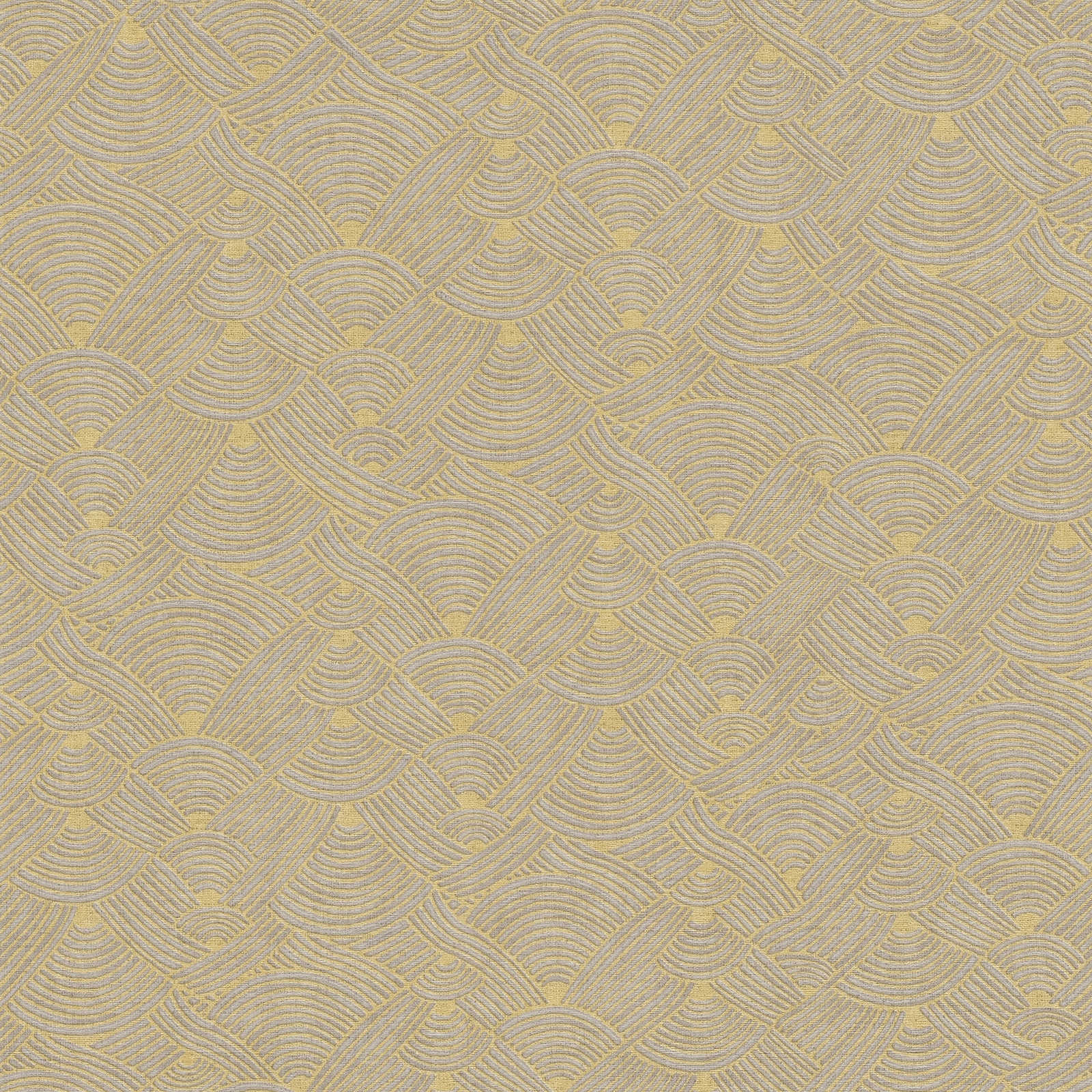 Nara - Textured Wave geometric wallpaper AS Creation Roll Light Yellow  387422