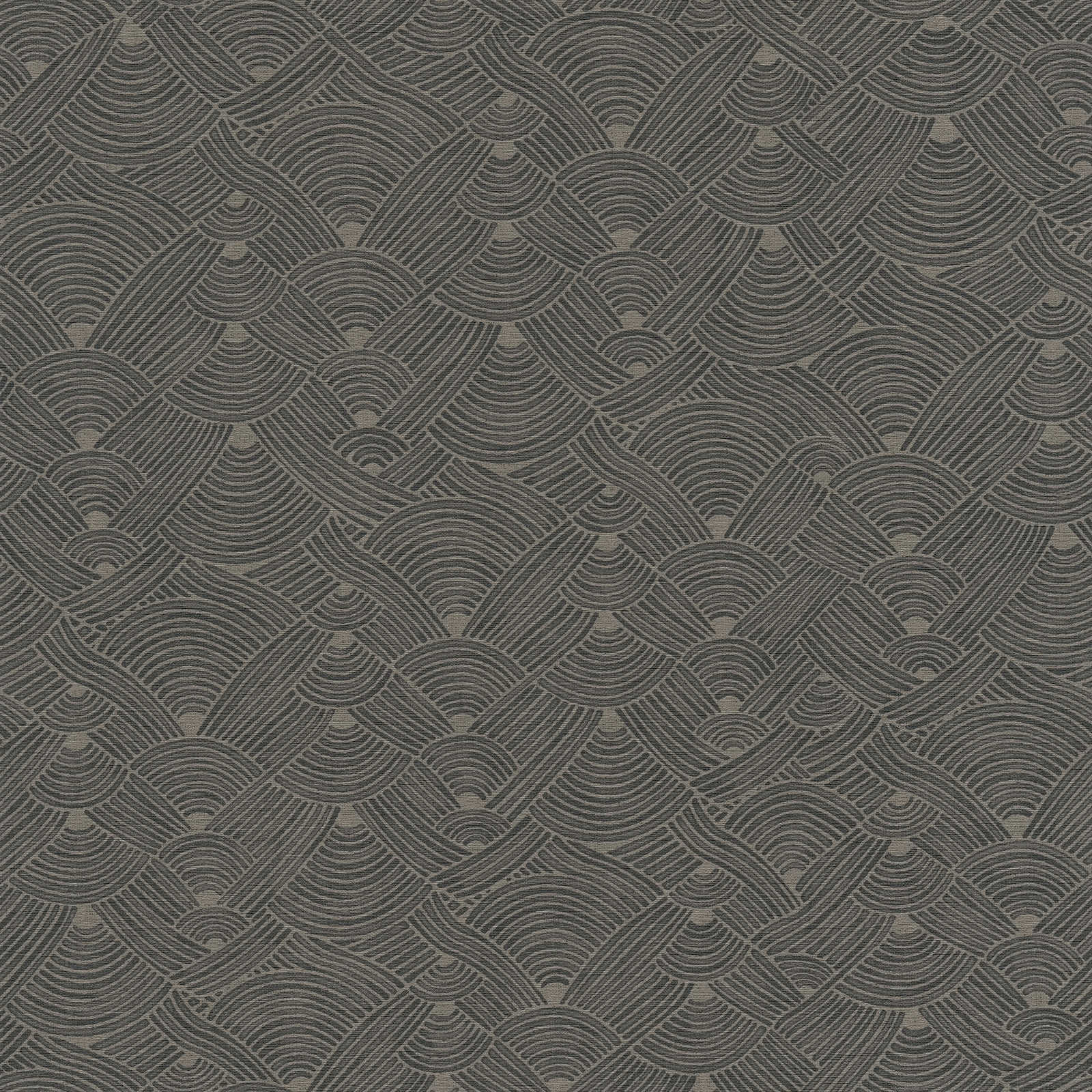 Nara - Textured Wave geometric wallpaper AS Creation Roll Dark Grey  387426