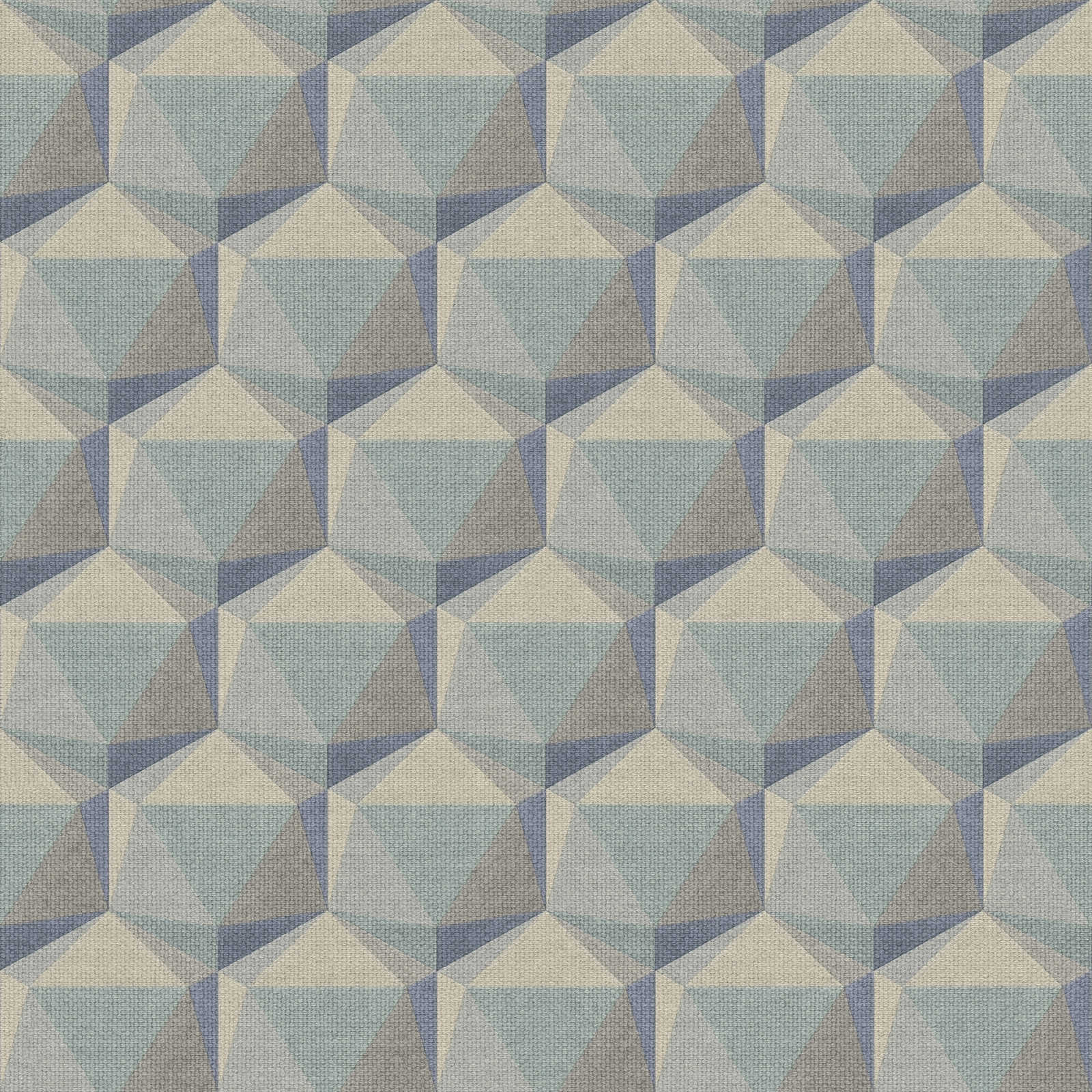 Nara - 3D Retro geometric wallpaper AS Creation Roll Blue  387484