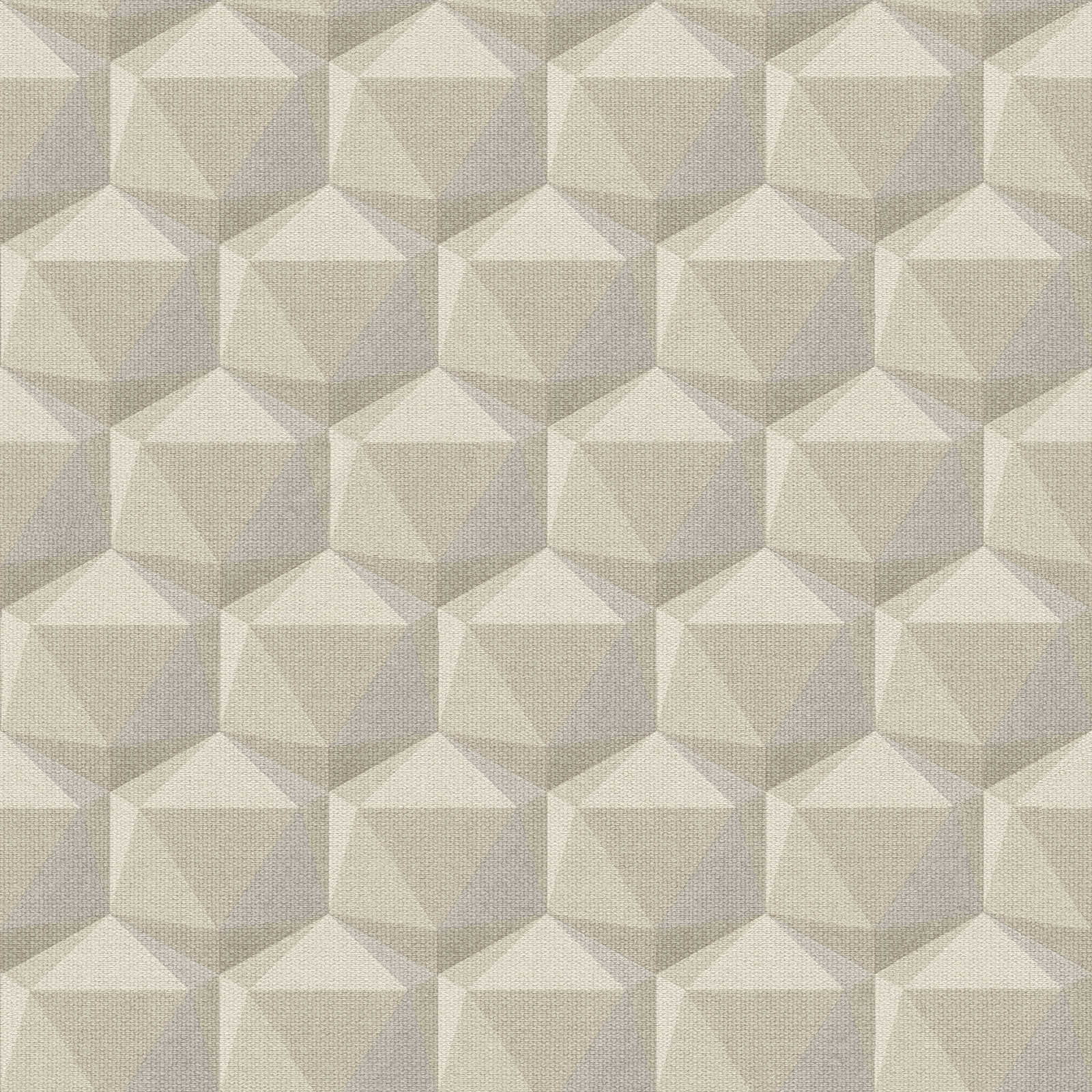 Nara - 3D Retro geometric wallpaper AS Creation Roll Light Taupe  387485