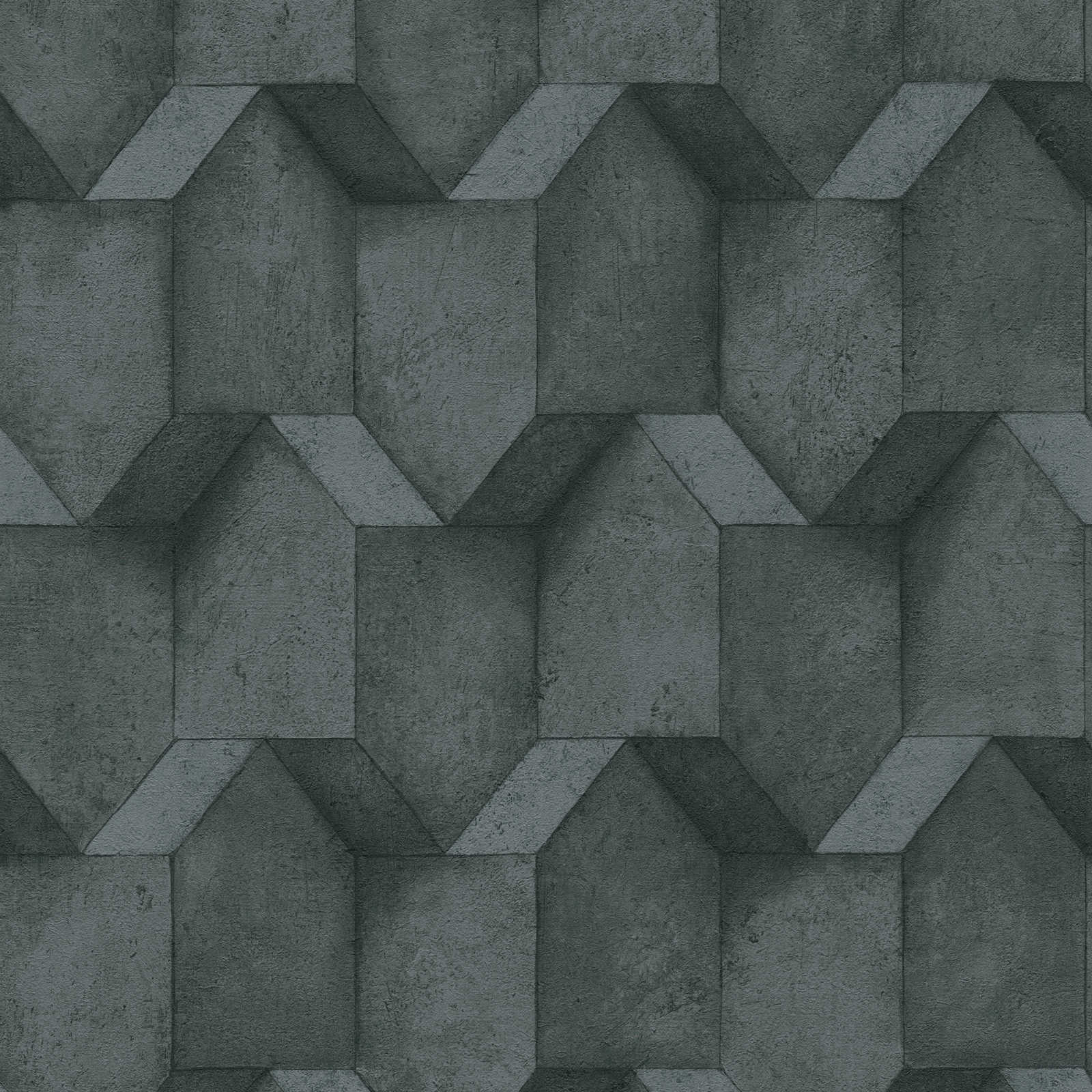 The Bos - 3D Concrete Blocks geometric wallpaper AS Creation Roll Dark Grey  388272