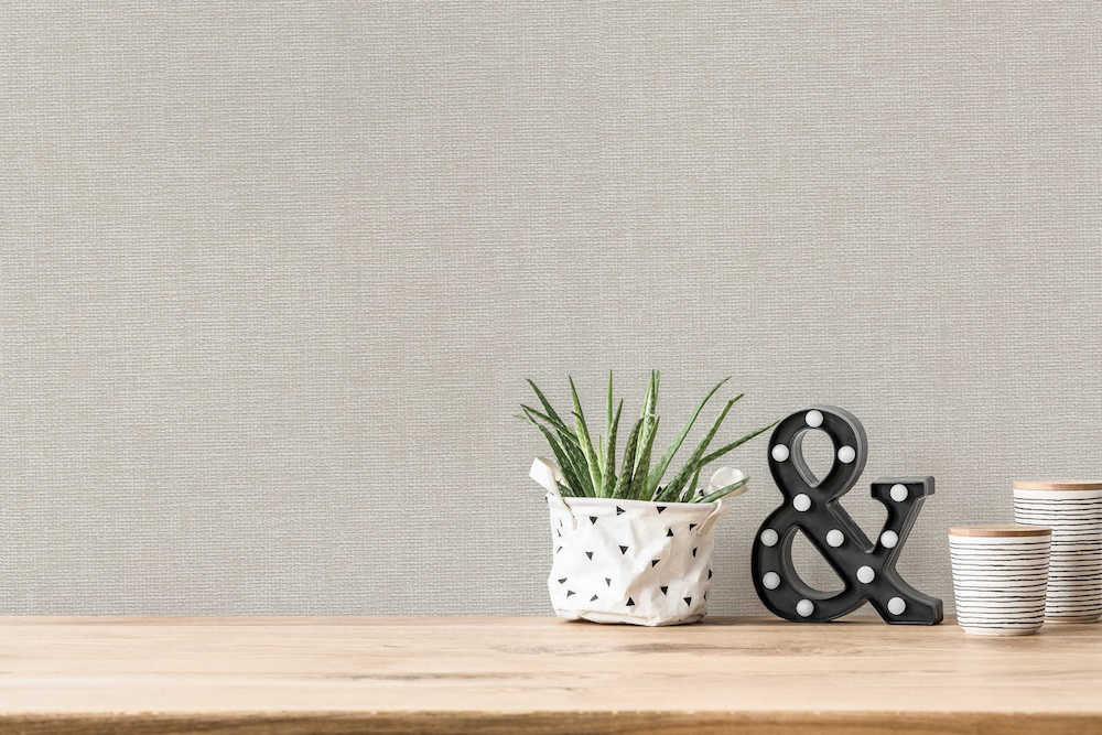 Hygge 2 - Wider Grasscloth Look plain wallpaper AS Creation    