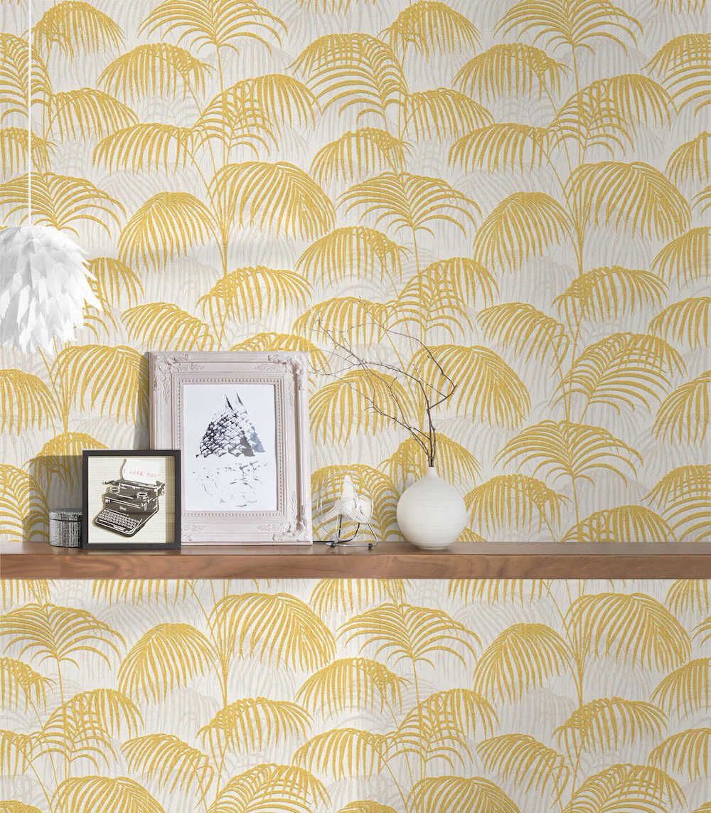 Tessuto 2 - Flocked Palms textile wallpaper AS Creation    