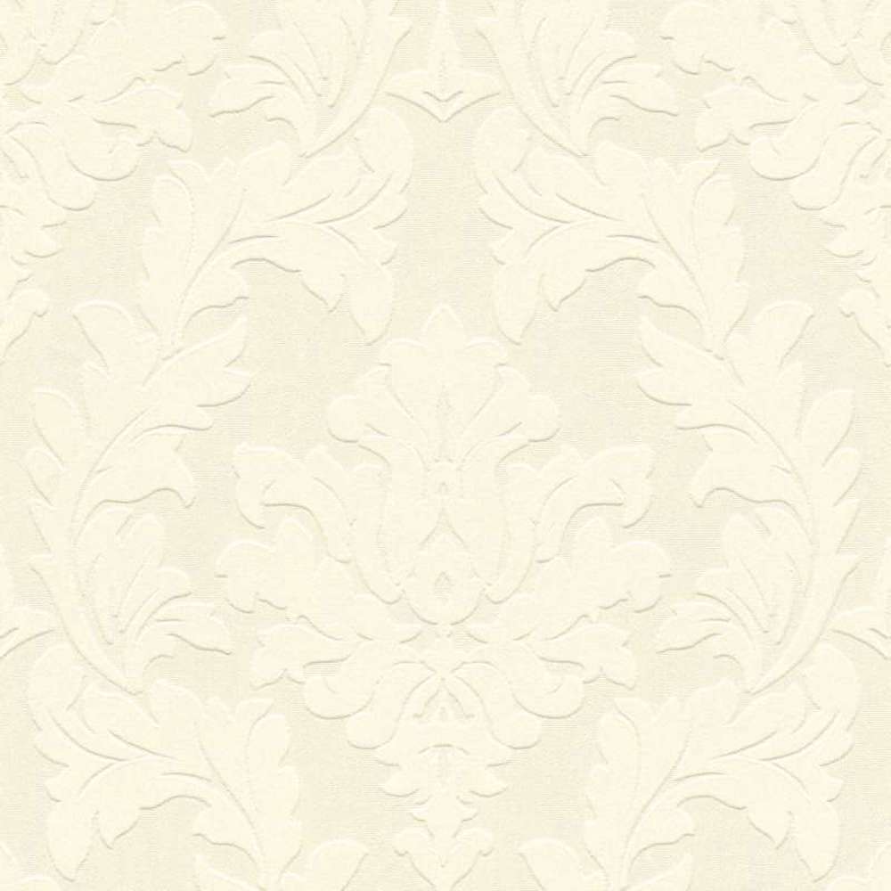 Castello -Flocked Damask Desire textile wallpaper AS Creation Roll Cream  335801