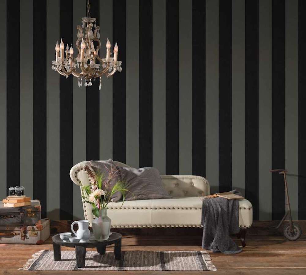 Castello -  Flock Baroque Stripe textile wallpaper AS Creation    