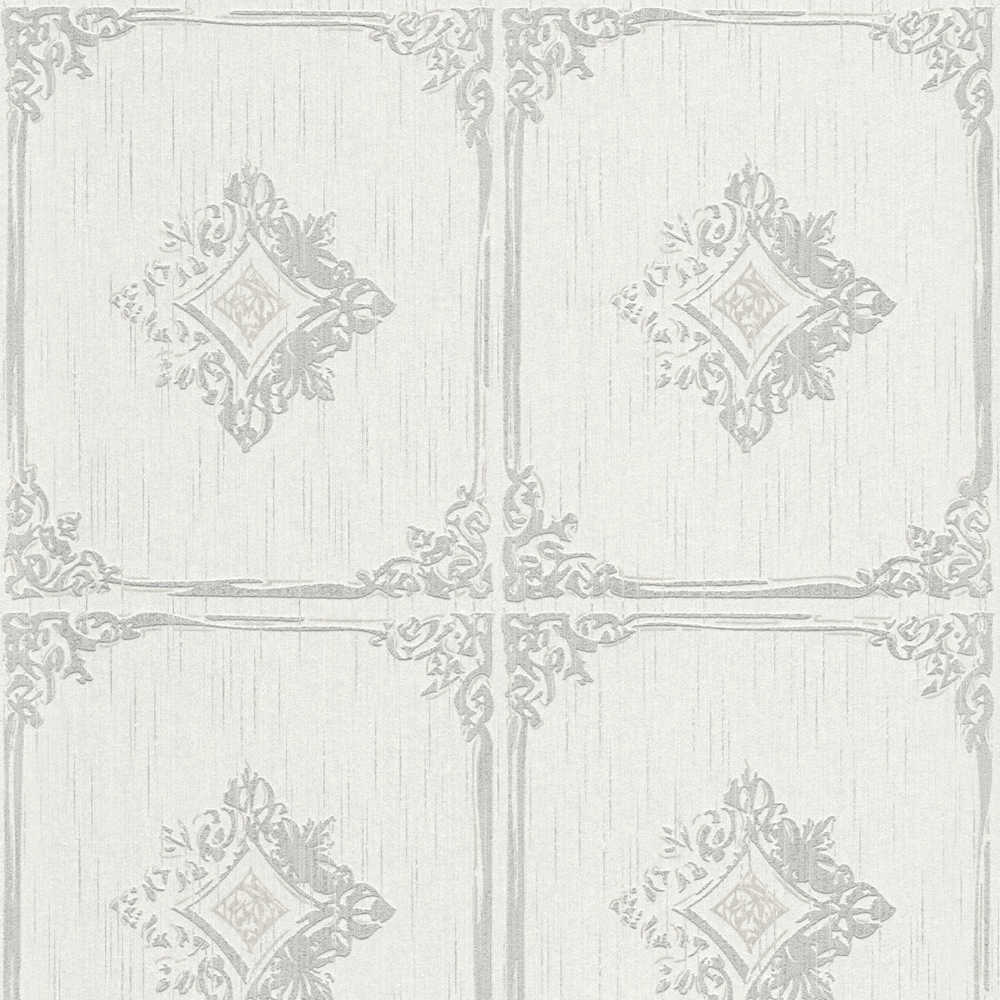 Tessuto 2 - Textural Tiles textile wallpaper AS Creation Roll White  961991