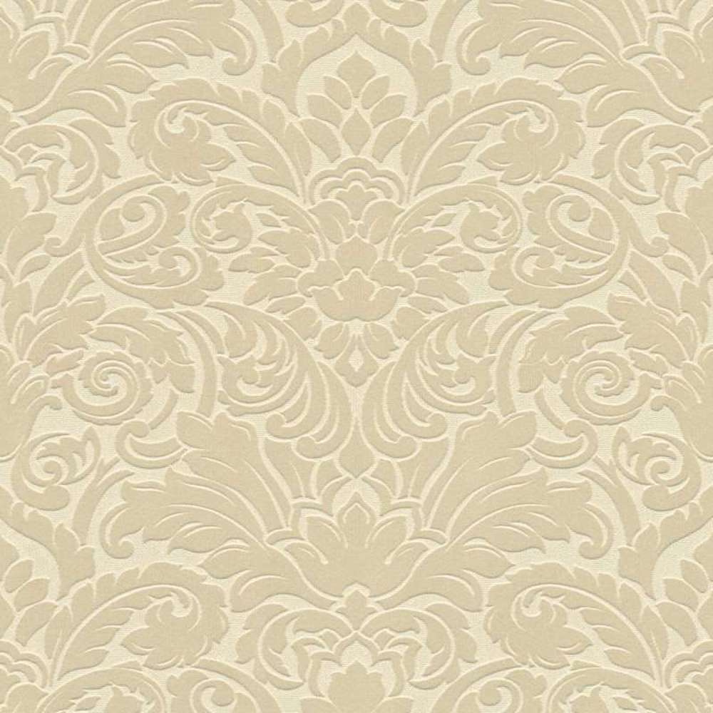 Castello - Flocked Damask textile wallpaper AS Creation Roll Cream  335831