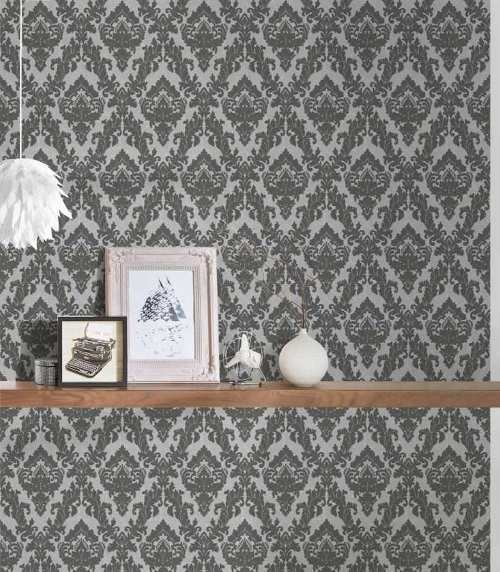 Castello - Flocked Damask Opulence textile wallpaper AS Creation    
