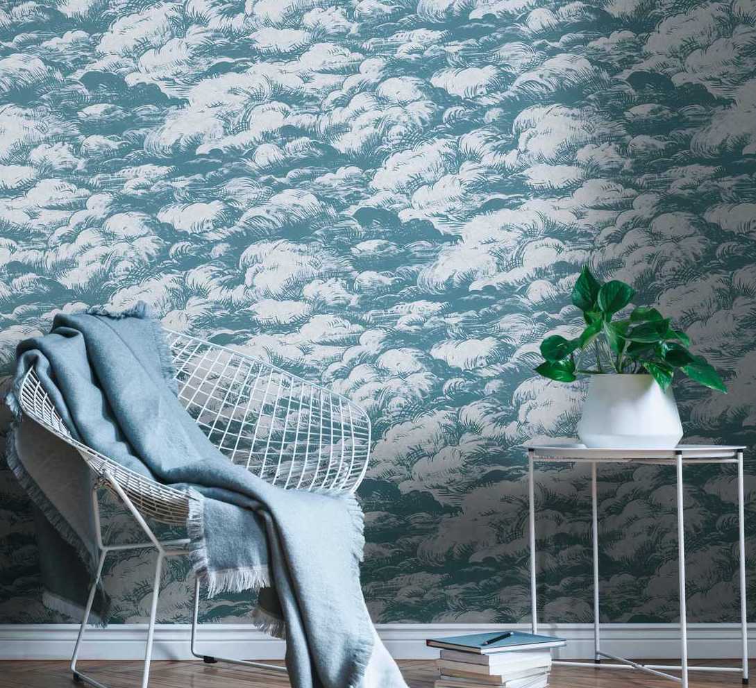 Jungle Chic - Clouds Above botanical wallpaper AS Creation    