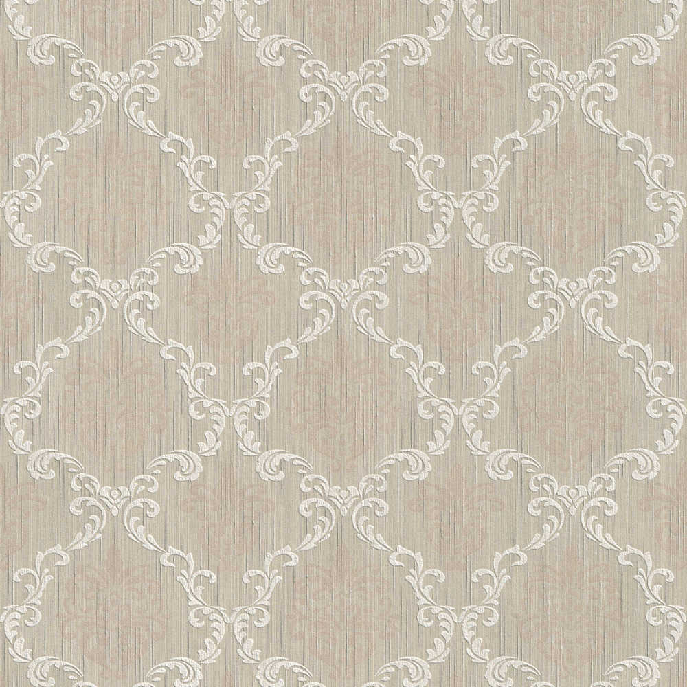 Tessuto - Filigree Trellis textile wallpaper AS Creation Roll Taupe  956291
