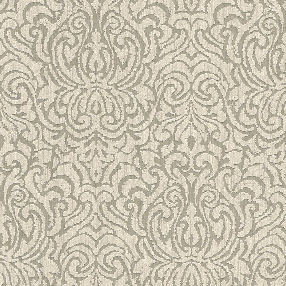 Tessuto 2 - Flocked Damask textile wallpaper AS Creation Roll Taupe  961931