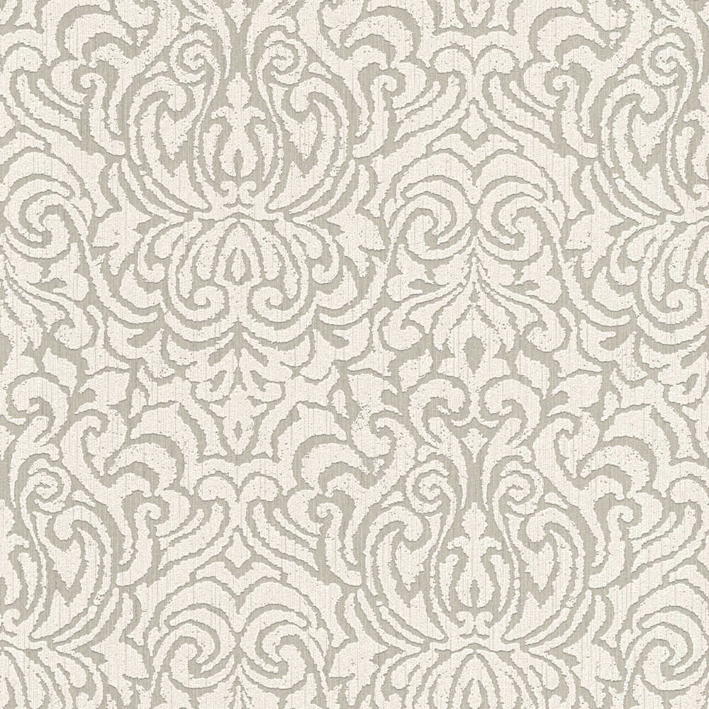 Tessuto 2 - Flocked Damask textile wallpaper AS Creation Roll Grey  961933