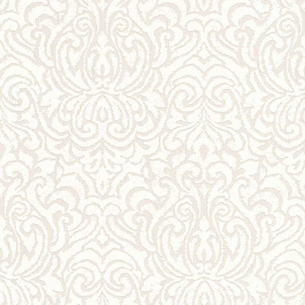 Tessuto 2 - Flocked Damask textile wallpaper AS Creation Roll White  961935
