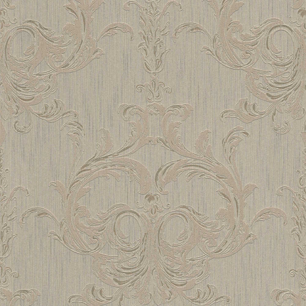 Tessuto 2 - Classic Damask Flock textile wallpaper AS Creation Roll Taupe  961963