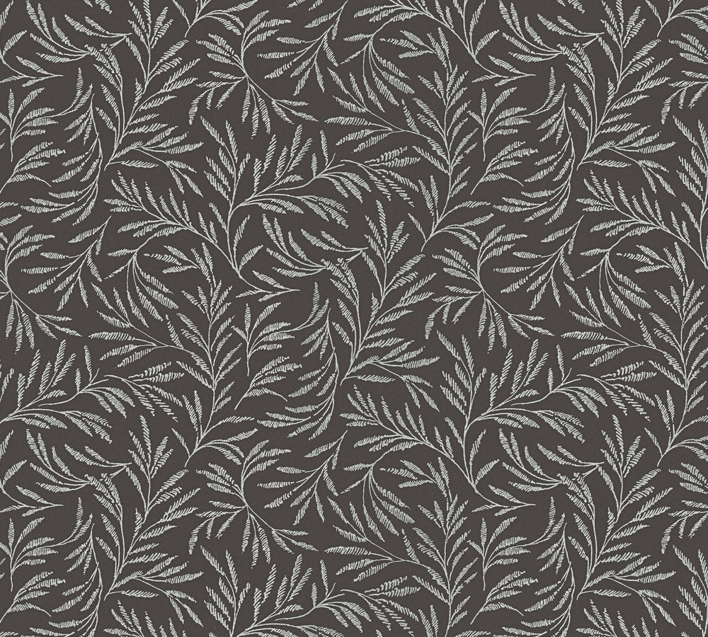 Alpha - Metallic Botanical botanical wallpaper AS Creation Roll Black  333265
