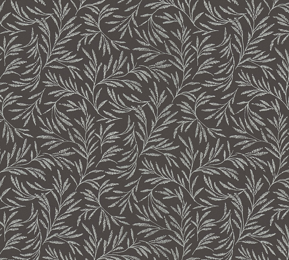 Alpha - Metallic Botanical botanical wallpaper AS Creation Roll Black  333265
