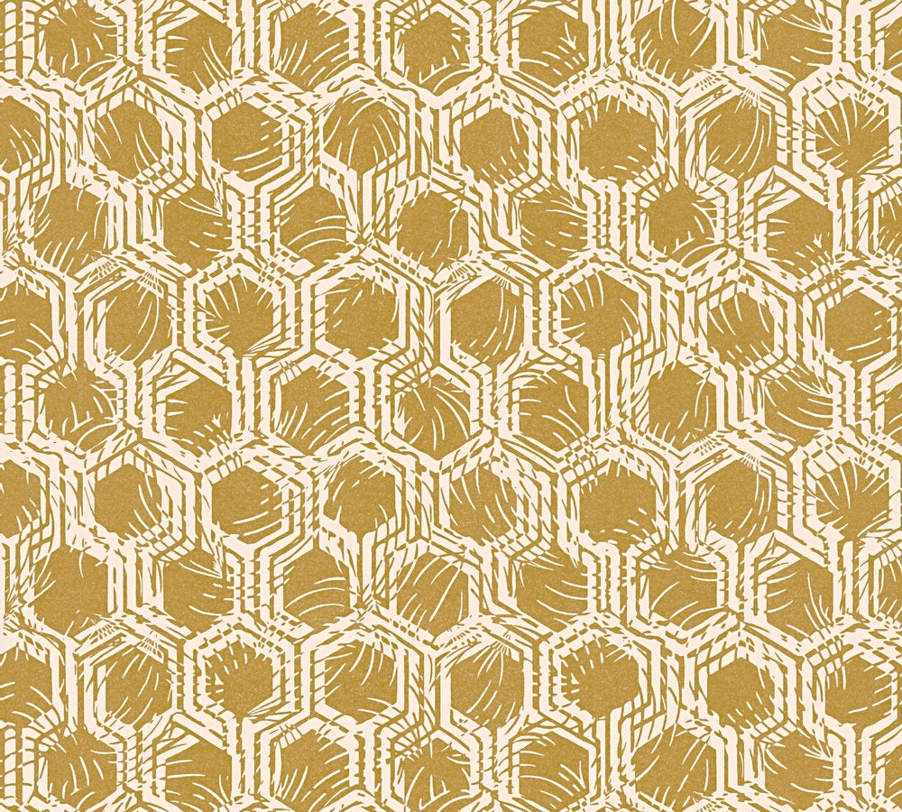 Alpha - Metallic Geo-Hex geometric wallpaper AS Creation Roll Gold  333273