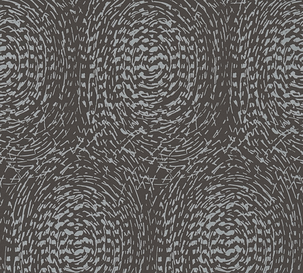 Alpha - Metallic Circles geometric wallpaper AS Creation Roll Black  333734
