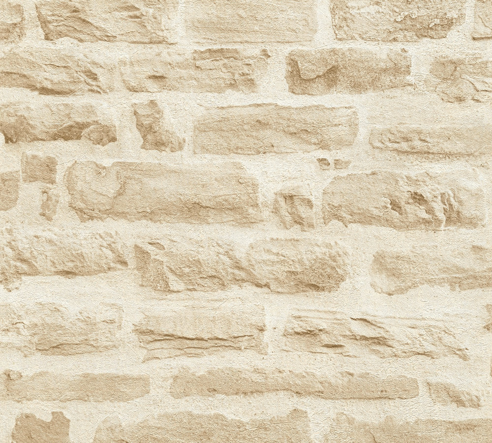 Industrial Elements - Sandstone Brick industrial wallpaper AS Creation Roll Beige  355802