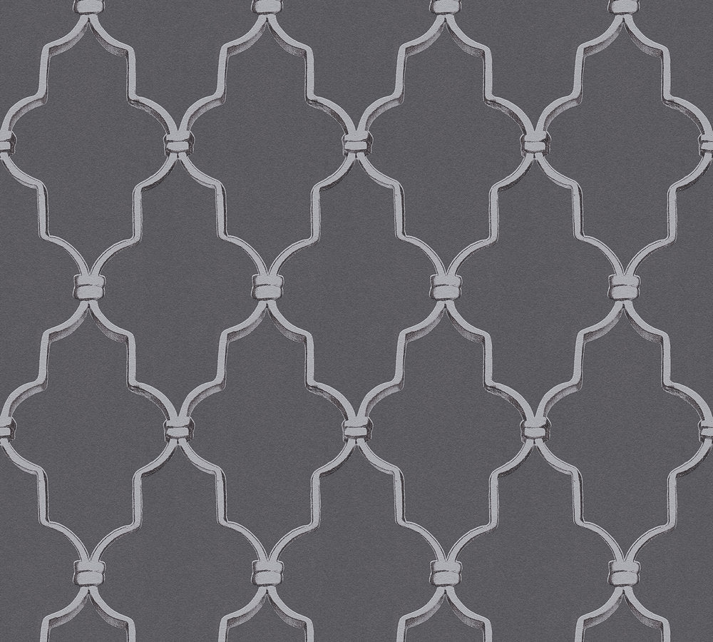 Michalsky 3 - Triumphant Trelliage geometric wallpaper AS Creation Roll Dark Grey  365023