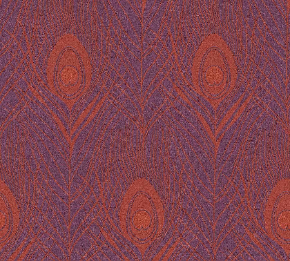 Absolutely Chic - Peacock Feather botanical wallpaper AS Creation Sample Purple  369715-S