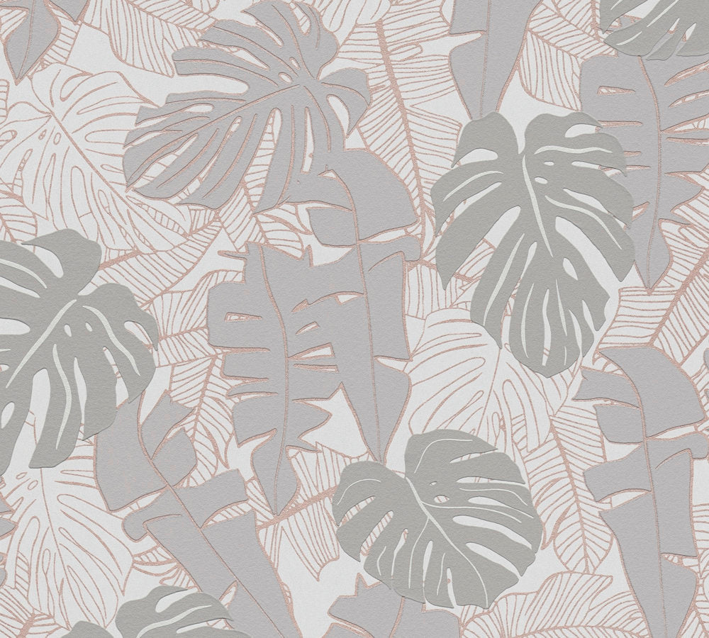 House of Turnowsky - Banana Leaves botanical wallpaper AS Creation Roll Light Grey  389053