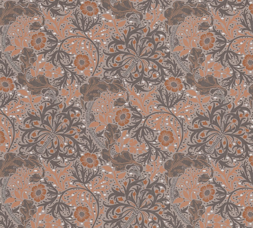 Art of Eden - Tendril Blossoms botanical wallpaper AS Creation Roll Dark Taupe  390593