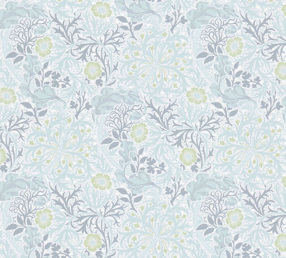 Art of Eden - Tendril Blossoms botanical wallpaper AS Creation Roll Light Blue  390594