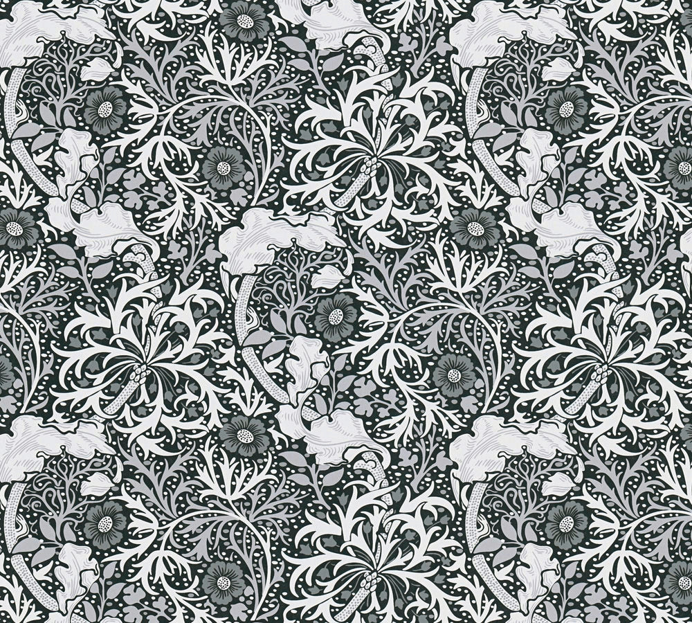 Art of Eden - Tendril Blossoms botanical wallpaper AS Creation Roll Black  390595