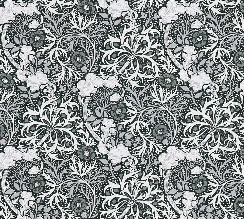 Art of Eden - Tendril Blossoms botanical wallpaper AS Creation Roll Black  390595