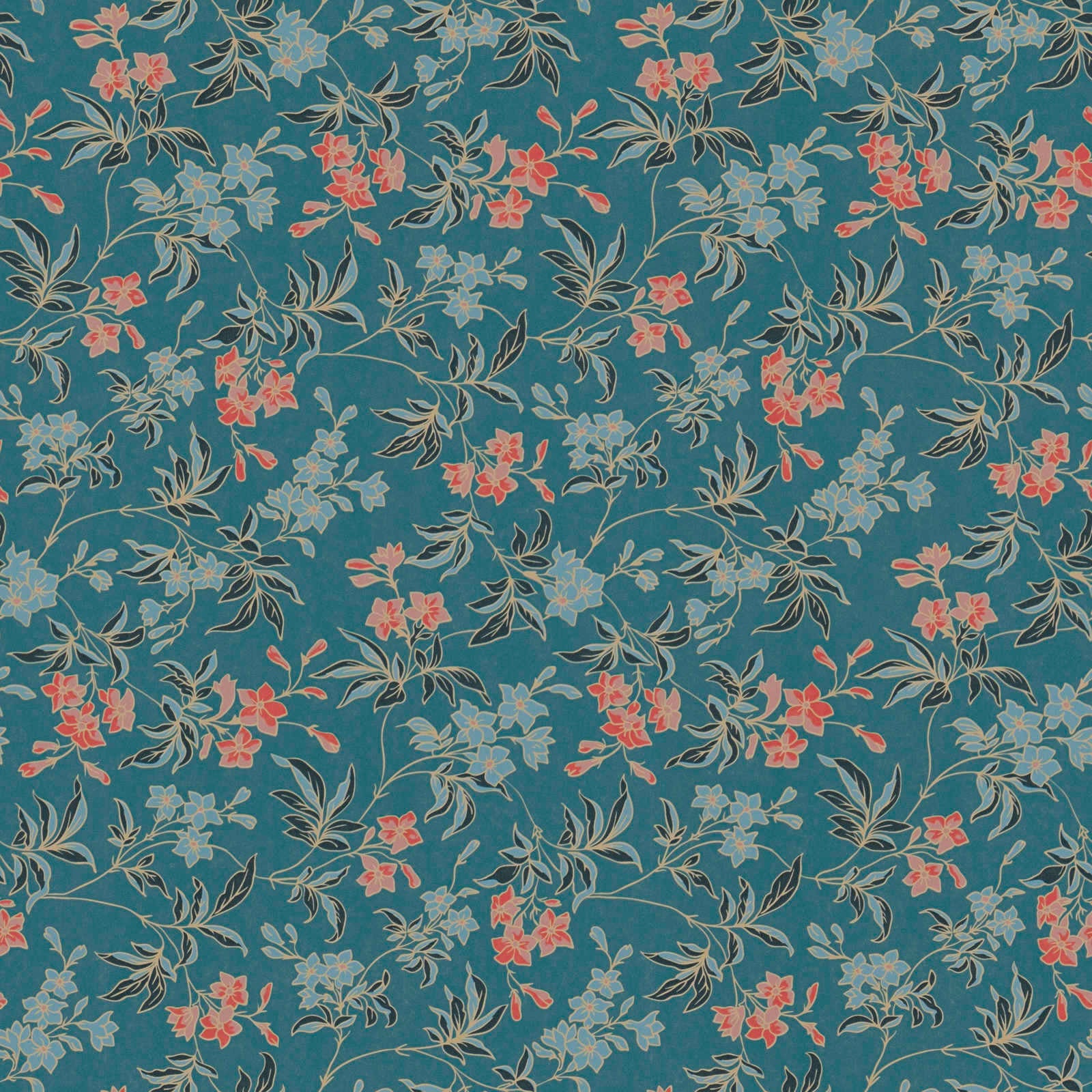 Art of Eden - Flower Tendrils botanical wallpaper AS Creation Roll Blue  390634