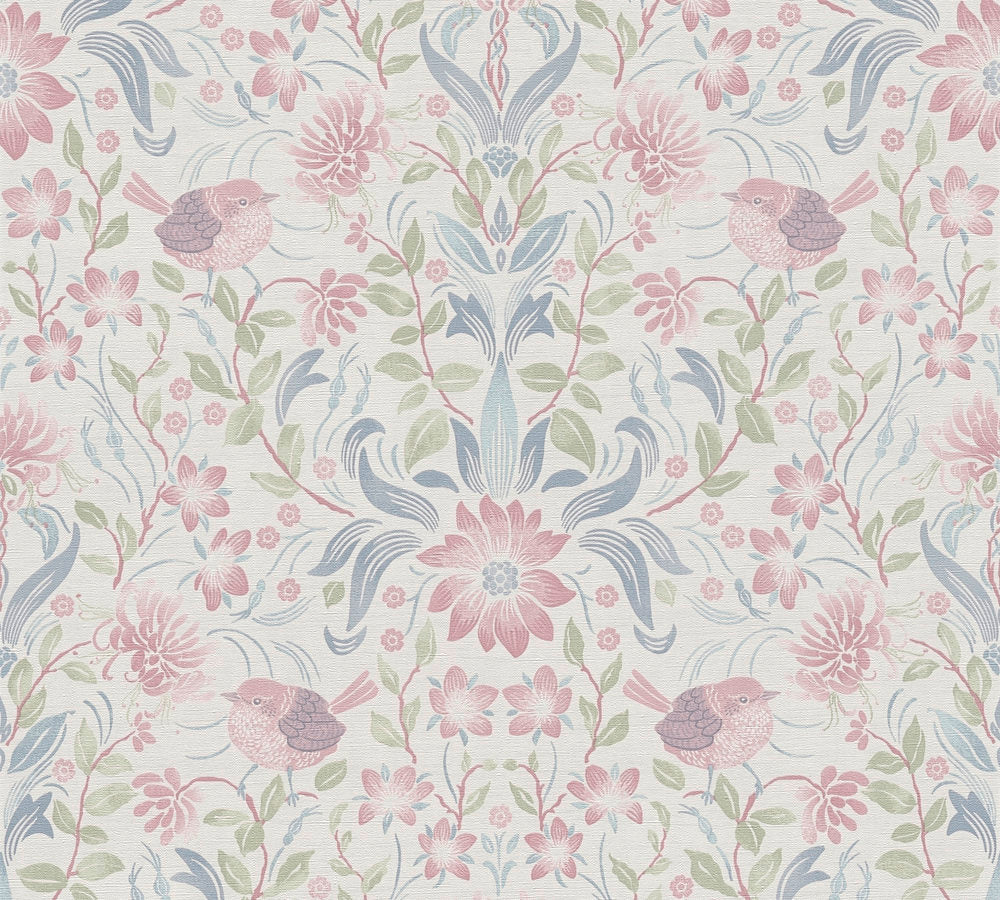 Maison Charme - Floral with Birds botanical wallpaper AS Creation Roll Dark Cream  390753