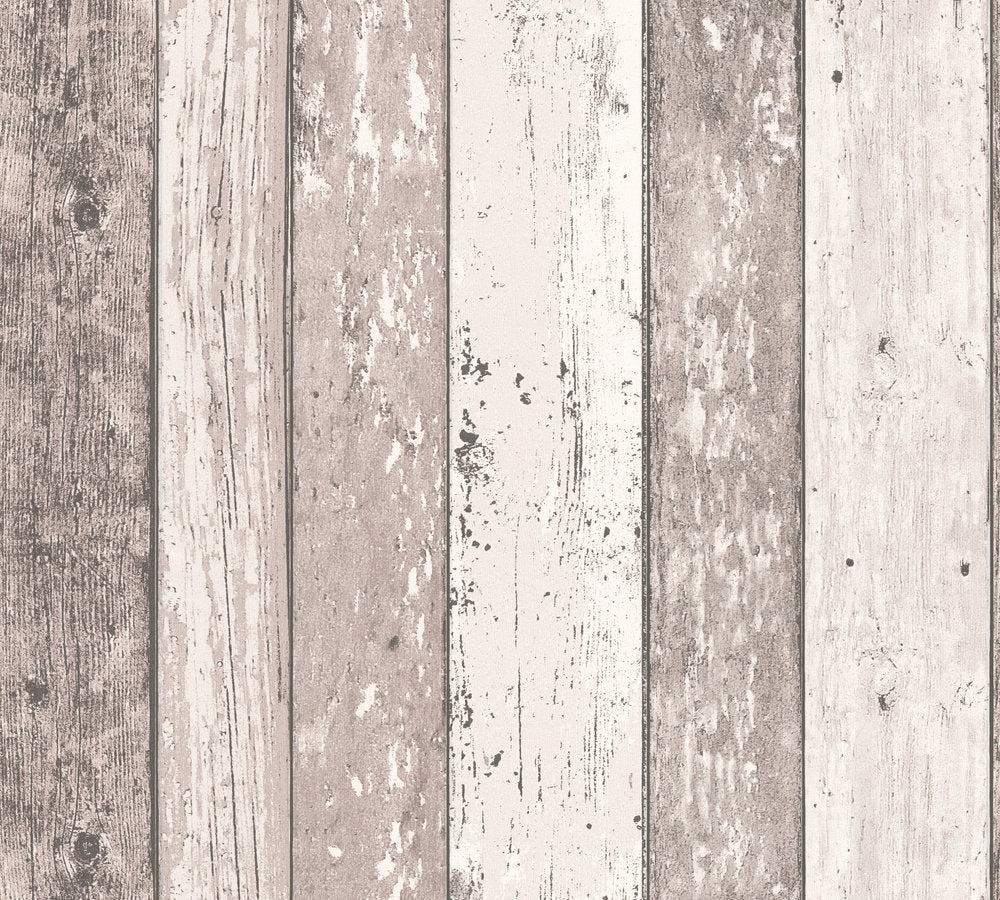 Industrial Elements - Timber Board industrial wallpaper AS Creation Roll Taupe  855053