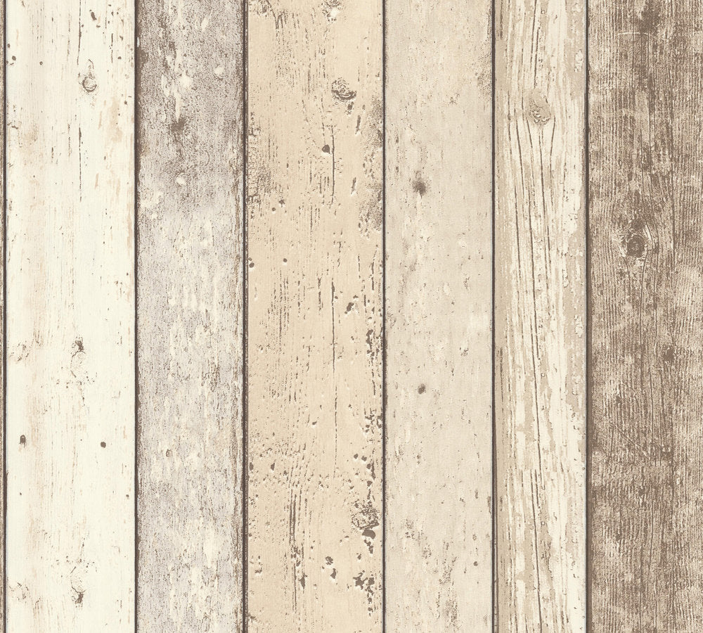 Industrial Elements - Timber Board industrial wallpaper AS Creation Roll Cream  895110