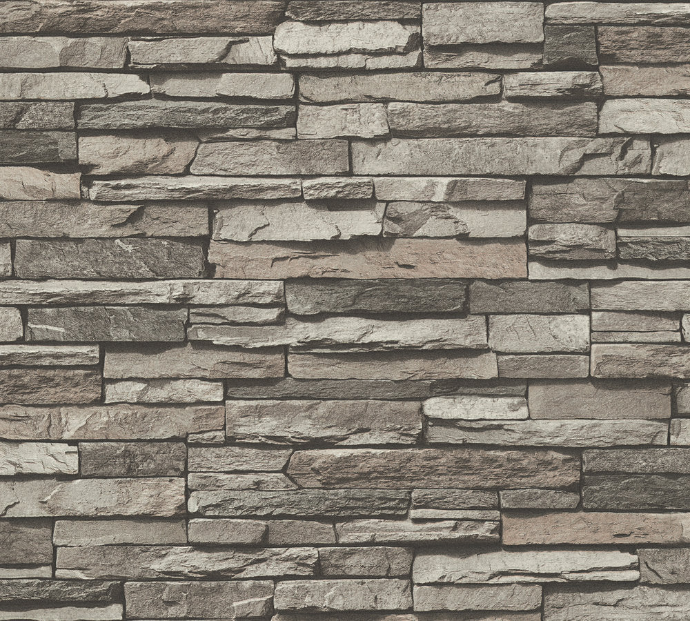 Industrial Elements - Stone Slate industrial wallpaper AS Creation Roll Taupe  958331