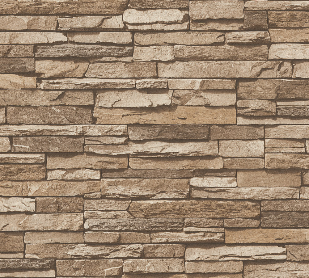 Industrial Elements - Stone Slate industrial wallpaper AS Creation Roll Brown  958332