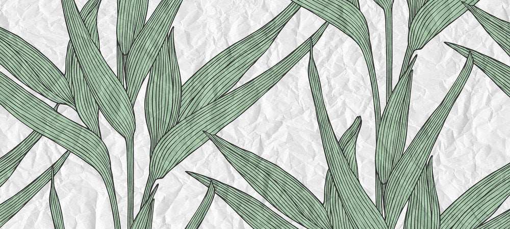 Atelier 47 - White Paper Leaves digital print AS Creation Green   117165