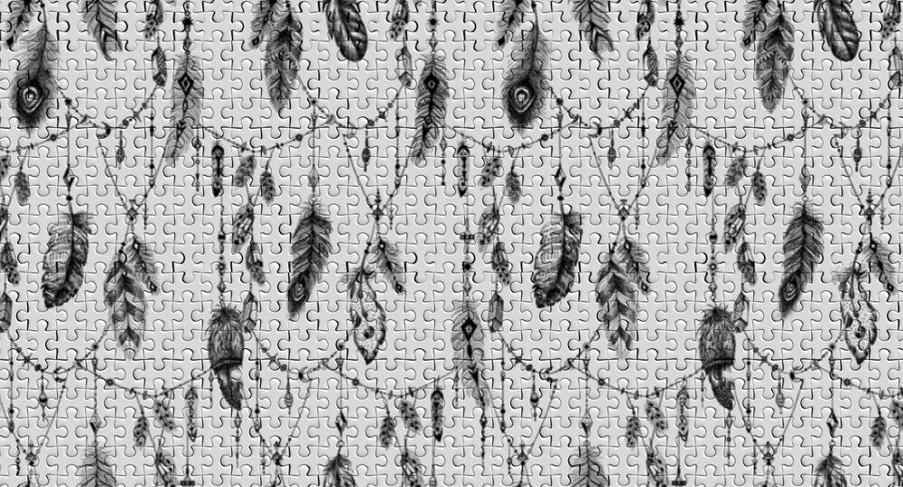 Atelier 47 - Feather Puzzle digital print AS Creation Grey   117590