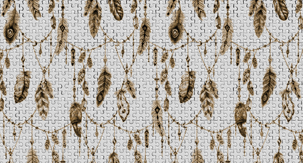 Atelier 47 - Feather Puzzle digital print AS Creation Brown   117595