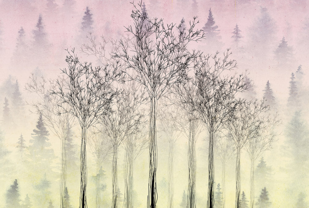 Atelier 47 - Trees In Shape digital print AS Creation Pink/Yellow   118010