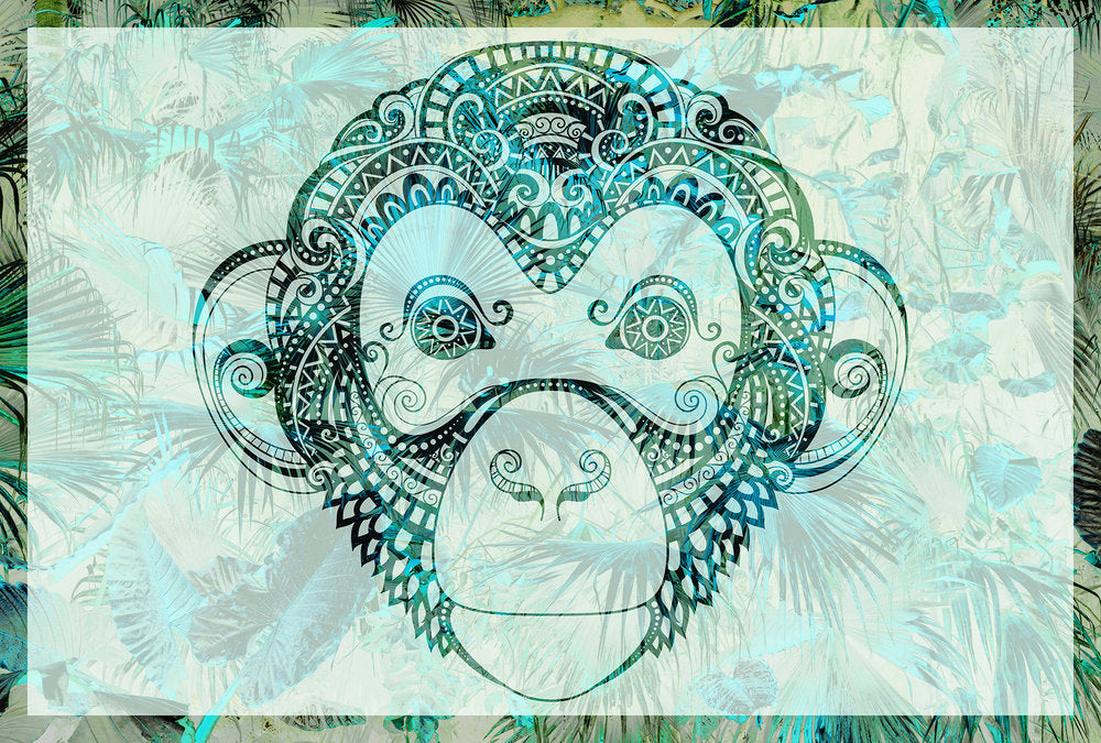 Atelier 47 - Monkey Pattern digital print AS Creation Green   118095