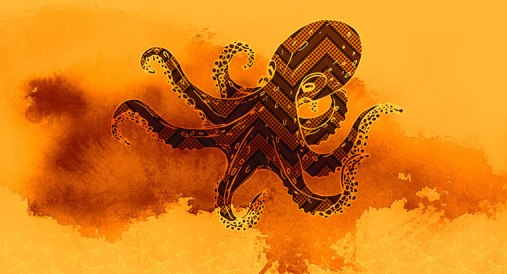 Atelier 47 - Octopus Design digital print AS Creation Orange   118245