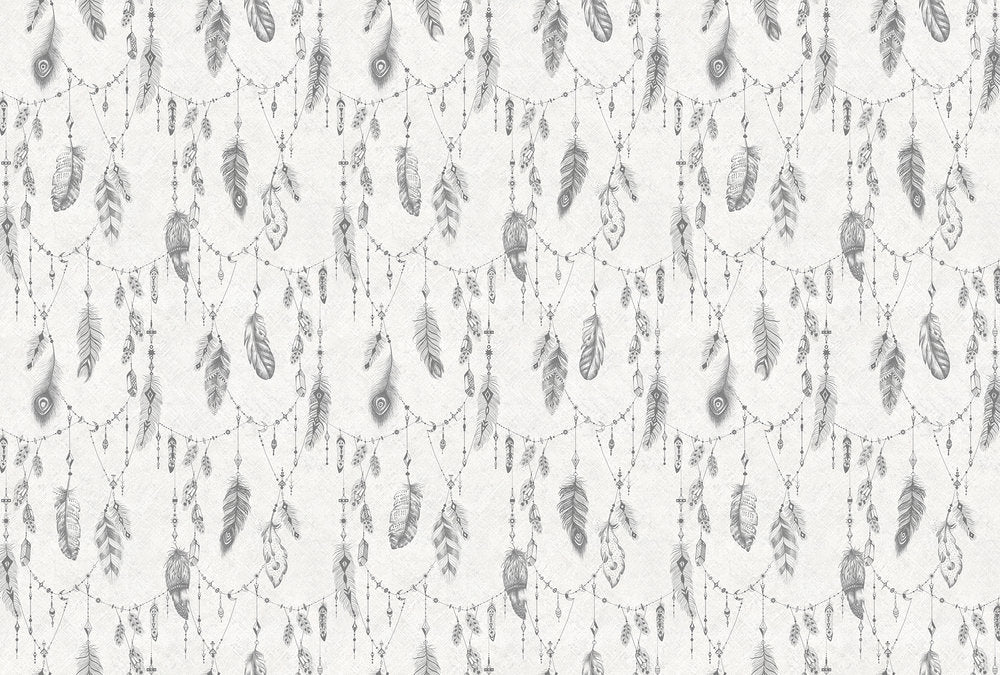 Atelier 47 - Boho Feather digital print AS Creation White   118440
