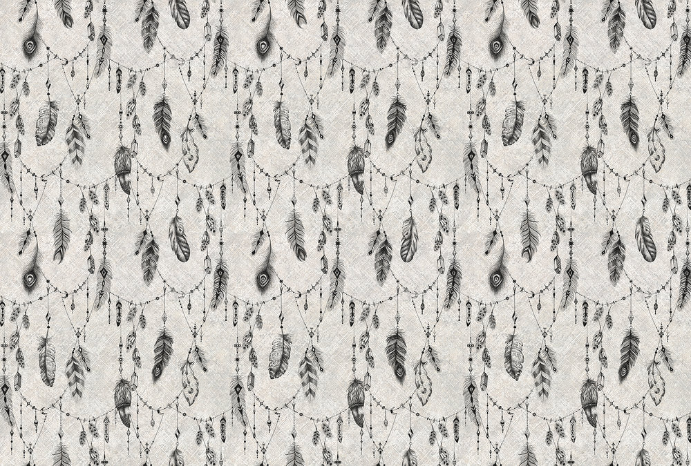 Atelier 47 - Boho Feather digital print AS Creation Grey   118445