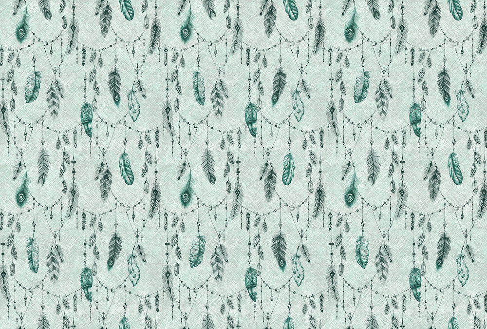 Atelier 47 - Boho Feather digital print AS Creation Green   118450